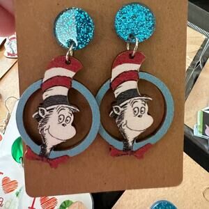 Cat In The Hat School Teacher Dangle Earrings NEW